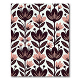 Black Pink Stylized Floral Area Rug
