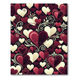 Romantic Red Hearts Swirl Area Rug