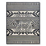 Zebra Heritage Tribal Black White Rug