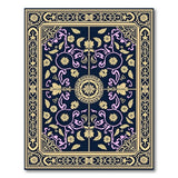 Ornate Navy Persian Area Rug with Gold Purple Florals