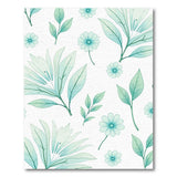 Teal Watercolor Leaves and Daisies Area Rug