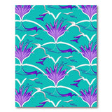 Purple Floral Birds Teal Area Rug