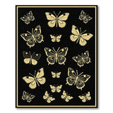Golden Butterflies on Black Area Rug