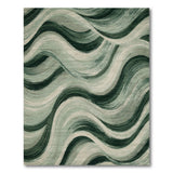 Green Abstract Wave Area Rug