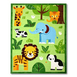 Kids Cartoon Jungle Safari Area Rug