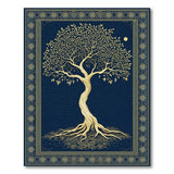 Gold and Silver Golden Tree of Life Navy Area Rug