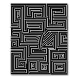 Intricate Black White Maze Labyrinth Black and White Area Rug
