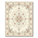Cream Persian Floral Rug with Pink Blooms