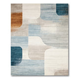Teal Grey Abstract Geometric Geometric Modern Area Rug
