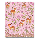 Playful Pink Fawn and Daisy Pattern Rug