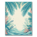 ODIKA Tropical Coastal Palm & Coral Washable Area Rug - Low Pile Non-Slip Indoor Rug