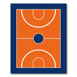 Geometric Modern Basketball Orange Basketball Court Area Rug