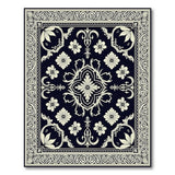 Elegant Black White Persian Floral Traditional Persian Area Rug