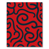 Vibrant Red Navy Swirl Abstract Area Rug