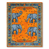 Orange Pixel Elephant Persian Area Rug