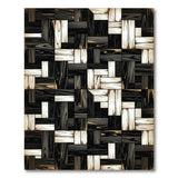 Black White Distressed Wood Plank Patchwork Rug