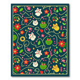 Whimsical Maneki-Neko Cats Holiday Poinsettia Rug