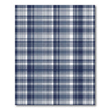 Navy Blue Plaid Washable Area Rug - Low Pile & Non-Slip