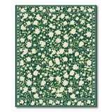 Emerald Green White Floral Vintage Area Rug