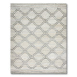 Cream Grey Geometric Lattice Fringe Rug