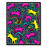 Vibrant Neon Cartoon Cats Area Rug