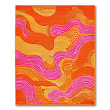 Vibrant Orange Pink Wave Abstract Area Rug