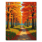 Autumn Orange Tree-Lined Path Rug