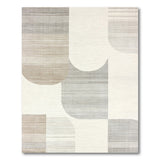 Abstract Curved Beige Grey Area Rug