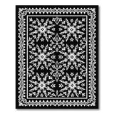 Black and White Intricate Snowflake Black White Area Rug