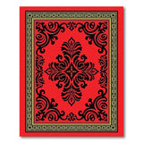 Ornate Red Persian Area Rug with Black Scrolls