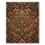 Royal Gold Crown Ornate Damask Area Rug