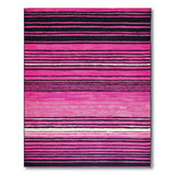 Vibrant Pink Black Striped Woven Area Rug