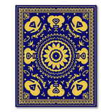 Blue and Teal Navy Blue and Gold Traditional Persian Area Rug