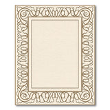 Beige and Neutral Ornate Beige Floral Border Area Rug