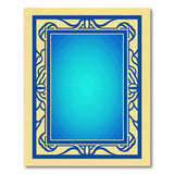 Ornate Blue Teal Gradient Persian Border Rug