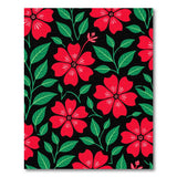 Floral Vintage Vibrant Red Hibiscus Floral Area Rug