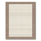 Beige Grid Area Rug with Textured Brown Border