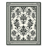 Ornate Black White Foliage Area Rug