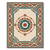 Teal Rust Persian Medallion Area Rug