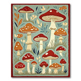 Boho Chic Multi-color and Patterns Whimsical Mushroom Forest Area Rug