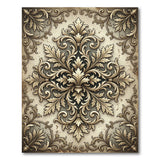 Ornate Gold Baroque Distressed Vintage Area Rug