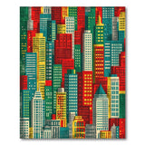 Vibrant Geometric City Skyline Rug