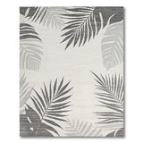 Grey Grey Palm Frond Coastal Area Rug