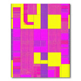 Vibrant Pink Purple Yellow Geometric Patchwork Rug