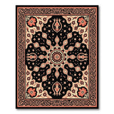 Black Persian Medallion Rug with Pink Florals