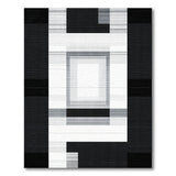 Bold Black White Geometric Abstract Black and White Rug