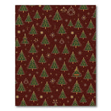 Festive Christmas Trees Deep Red Area Rug with Gold Accents