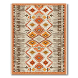 Vibrant Orange Southwestern Diamond Pattern Rug