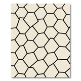 ODIKA Washable Geometric Hexagon Area Rug - Modern Cream & Black Low Pile Non-Slip Rug