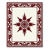 Red Starburst Mandala Area Rug with Ornate Border